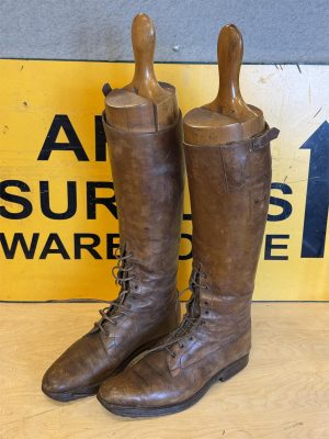 Vintage ww1 cavalry /officers brown leather field / riding boots / trees