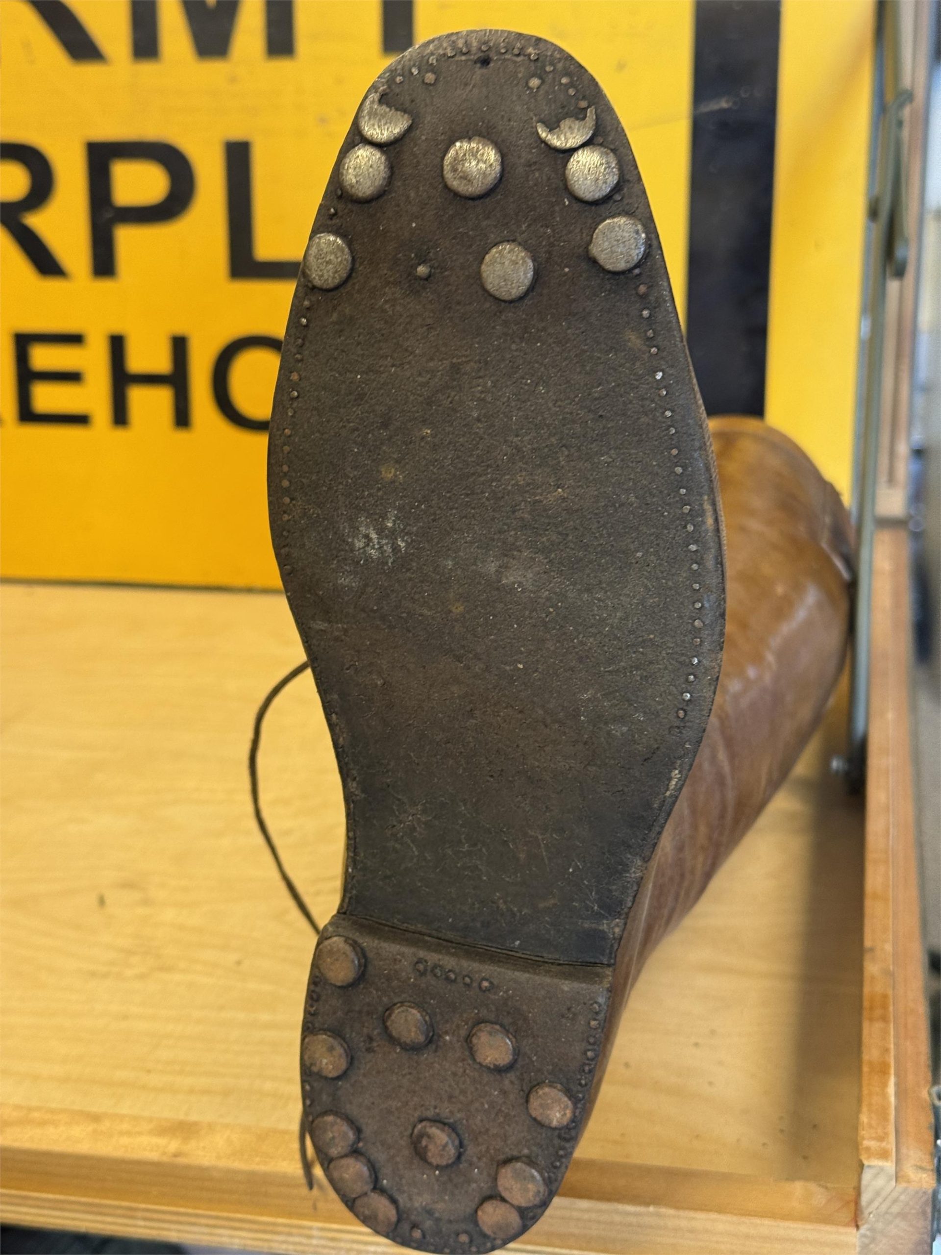 Vintage ww1 cavalry /officers brown leather field / riding boots / trees - Image 5